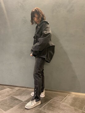 「DANKE SCHON（ダンケシェーン）のアイテム（ブルゾン）」を使った、李宇さん（レディース・163cm）の冬コーディネート