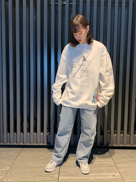「L.H.P（エルエイチピー）のアイテム（スウェット）」を使った、李宇さん（レディース・163cm）の冬コーディネート