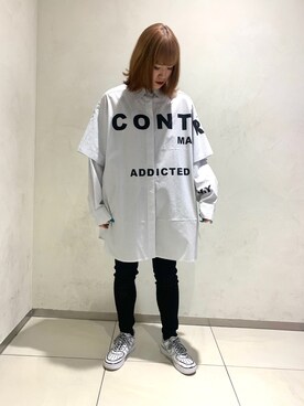 「Ctr1（コントロール）のアイテム（トップス）」を使った、李宇さん（レディース・163cm）の冬コーディネート