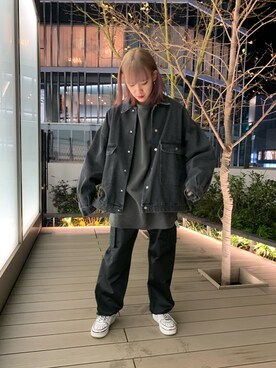 「DANKE SCHON（ダンケシェーン）のアイテム（ブルゾン）」を使った、李宇さん（レディース・163cm）の冬コーディネート
