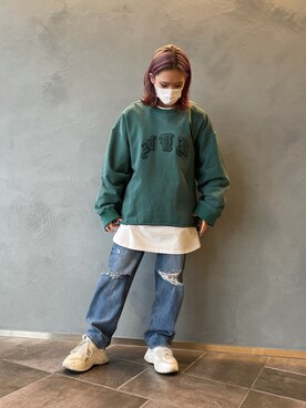 「DANKE SCHON（ダンケシェーン）のアイテム（スウェット）」を使った、李宇さん（レディース・163cm）の冬コーディネート