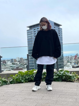 「DANKE SCHON（ダンケシェーン）のアイテム（スウェット）」を使った、李宇さん（レディース・163cm）の冬コーディネート