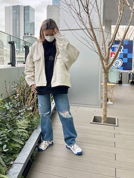 「DANKE SCHON（ダンケシェーン）のアイテム（ジャケット/アウター）」を使った、李宇さん（レディース・163cm）の春コーディネート