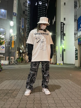 「MCM（エムシーエム）のアイテム（帽子）」を使った、李宇さん（レディース・163cm）の春コーディネート