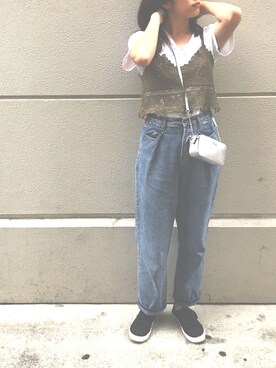 「H&M（エイチ・アンド・エム）のアイテム（ショルダーバッグ、シルバー系）」を使った、じゅねさん（レディース・166cm）の夏コーディネート