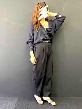 「GU（ジーユー）のアイテム（パンツ、ブラック系）」を使った、じゅねさん（レディース・166cm）の夏コーディネート