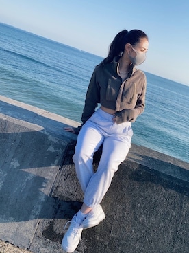 「海」｜「アイテム（スウェットパンツ）」を使った、mitsuさん（レディース・159cm）の夏コーディネート