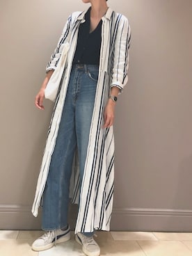 「PUMA」｜「アイテム（シャツワンピース）」を使った、Beckyさん（レディース・171cm）の春コーディネート