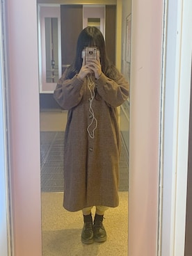 「moitytto」｜「アイテム（ステンカラーコート）」を使った、れなさん（レディース・155cm）の冬コーディネート