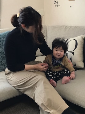 「アイテム（つなぎ/オールインワン、ベージュ系）」を使った、makiさん（レディース・165cm）の冬コーディネート