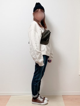 「Lee（リー）のアイテム（ボディバッグ/ウエストポーチ）」を使った、anmiさん（レディース・156cm）の秋コーディネート