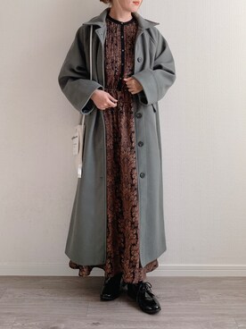 「DHOLIC（ディーホリック）のラグランスリーブボクシーロングコート（ダウンジャケット/コート）」を使った、anmiさん（レディース・156cm）の秋コーディネート