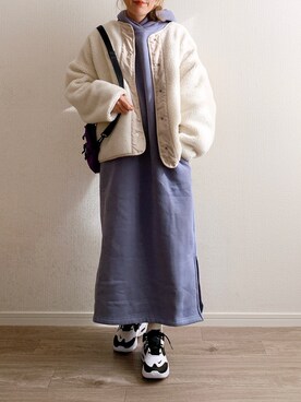 「パーカーワンピ」｜anmiさん（レディース・156cm）の冬コーディネート