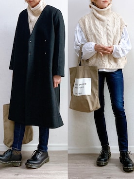 「DHOLIC STYLE（ディーホリックスタイル）のアイテム（ベスト）」を使った、anmiさん（レディース・156cm）の冬コーディネート