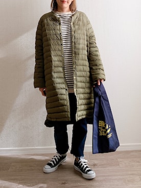 「Traditional Weatherwear（トラディショナルウェザーウェア）のMARCHE BAG MINI（トートバッグ）」を使った、anmiさん（レディース・156cm）の冬コーディネート