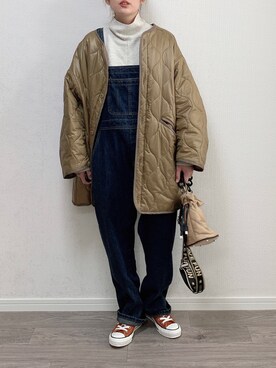 「DHOLIC STYLE（ディーホリックスタイル）のアイテム（オールインワン・サロペット）」を使った、anmiさん（レディース・156cm）の冬コーディネート
