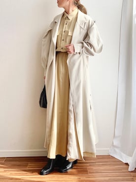 「ドッキングワンピ」｜「アイテム（トレンチコート）」を使った、anmiさん（レディース・156cm）の冬コーディネート