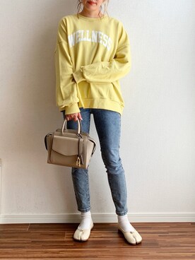 「サマンサタバサ」｜「アイテム（スウェット）」を使った、anmiさん（レディース・156cm）の春コーディネート