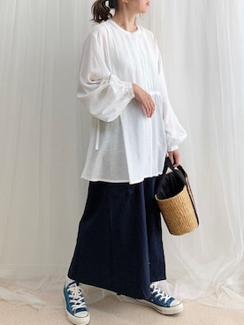 「Chillfar（チルファー）のアイテム（チュニック）」を使った、anmiさん（レディース・156cm）の春コーディネート