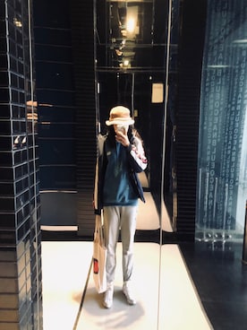 「PUMA（プーマ）のアイテム（スタジャン）」を使った、阿阔さん（レディース・170cm）の冬コーディネート