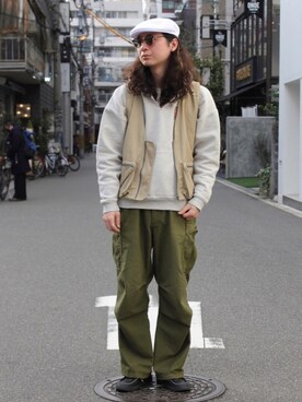 メンズのハンチング ベレー帽 ホワイト 白色系 ナイロン コーディネート Zozotown