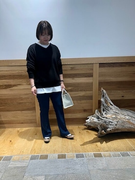 「クルーネックTシャツ」｜ayuさん（レディース・155cm）の秋コーディネート