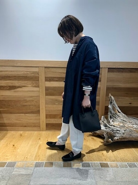 「ビッグシャツ」｜「アイテム（ワンピース/ドレス）」を使った、ayuさん（レディース・155cm）の秋コーディネート