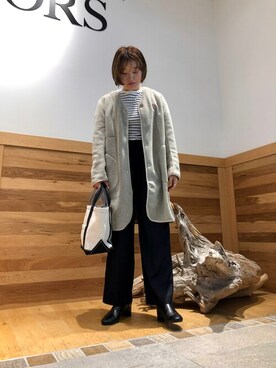 「ロングジャケット」｜「アイテム（その他アウター）」を使った、ayuさん（レディース・155cm）の秋コーディネート