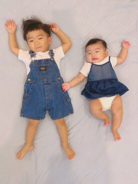 「OLD NAVY（オールドネイビー）のアイテム（オールインワン・サロペット）」を使った、i＊iさん（キッズ・80cm）の夏コーディネート