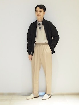 「EDIFICE（エディフィス）のアイテム（スウェット）」を使った、MATSUさん（メンズ・175cm）の春コーディネート