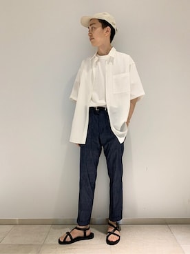 「EDIFICEスタッフ」｜「アイテム（帽子）」を使った、MATSUさん（メンズ・175cm）の夏コーディネート