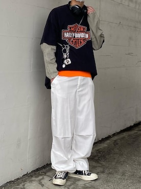 「Harley-Davidson（ハーレーダビッドソン）のアイテム」を使った、Takeru.さん（メンズ・176cm）の春コーディネート