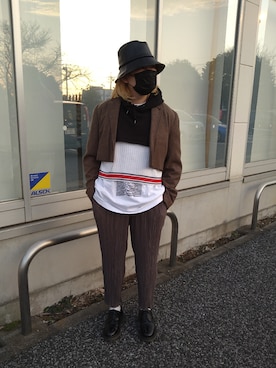 「Re:make（リメイク）のアイテム（テーラードジャケット）」を使った、13さん（メンズ・167cm）の冬コーディネート