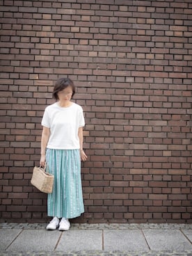 「カコバッグ」｜「アイテム（スカート）」を使った、あるぼるさん（レディース・157cm）の夏コーディネート