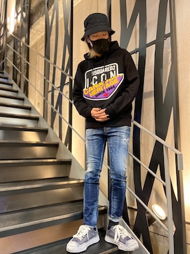 「DSQUARED2（ディースクエアード）のアイテム（パーカー）」を使った、Ko-taro-さん（メンズ・170cm）の冬コーディネート
