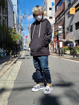 「ISAMU KATAYAMA BACKLASH（イサムカタヤマバックラッシュ）のアイテム（パーカー）」を使った、Ko-taro-さん（メンズ・170cm）の冬コーディネート