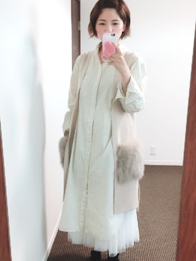「ファー」｜「アイテム（シャツワンピース）」を使った、Maaさん（レディース・160cm）の夏コーディネート