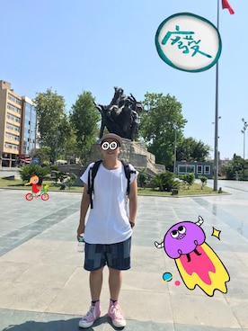 「oqLiq（オークリック）のアイテム（パンツ）」を使った、DDCさん（メンズ・168cm）の夏コーディネート