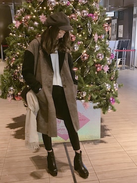 「Cheek（チーク）のアイテム（帽子）」を使った、❥︎❥︎ maho さん（レディース・164cm）の冬コーディネート