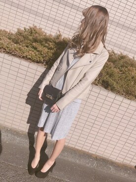 「FREE'S MART（フリーズマート）のアイテム（ライダースジャケット）」を使った、❥︎❥︎ maho さん（レディース・164cm）の春コーディネート