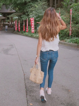 「アイテム（チューブトップ、ホワイト系）」を使った、❥︎❥︎ maho さん（レディース・164cm）の夏コーディネート