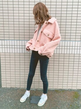 「AZUL by moussy（アズールバイマウジー）のウォッシャブルソフトタッチV/N長袖PO（ニット/セーター）」を使った、❥︎❥︎ maho さん（レディース・164cm）の春コーディネート