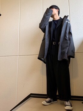 「UNDERCOVER（アンダーカバー）のアイテム（モッズコート）」を使った、盾一さん（メンズ・176cm）の春コーディネート
