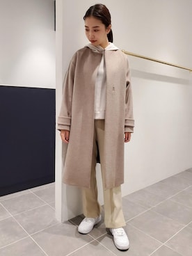 「一押しのアウタースタイル」｜「アイテム（ノーカラーコート）」を使った、_______nanakoさん（レディース・162cm）の冬コーディネート
