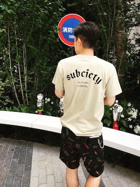 「Subciety（サブサエティ）のアイテム（財布/小物）」を使った、小原 壮大朗さん（メンズ・183cm）の夏コーディネート