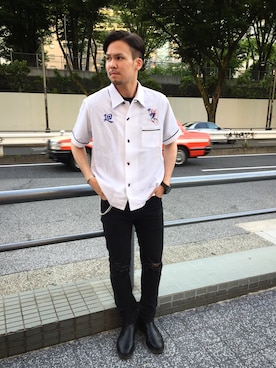「Subciety（サブサエティ）のアイテム（財布/小物）」を使った、小原 壮大朗さん（メンズ・183cm）の夏コーディネート