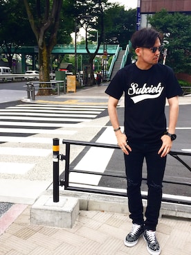 「Subciety（サブサエティ）のアイテム（アクセサリー）」を使った、小原 壮大朗さん（メンズ・183cm）の夏コーディネート