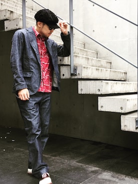 「Subciety（サブサエティ）のアイテム（財布/小物）」を使った、小原 壮大朗さん（メンズ・183cm）の夏コーディネート