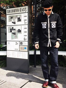 「Subciety（サブサエティ）のアイテム（ハンチング/ベレー帽）」を使った、小原 壮大朗さん（メンズ・183cm）の秋コーディネート