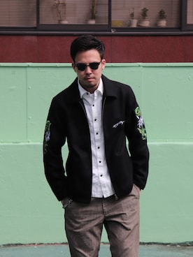 「Subciety（サブサエティ）のアイテム（その他アウター）」を使った、小原 壮大朗さん（メンズ・183cm）の秋コーディネート